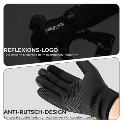 ROCKBROS Winter Fahrradhandschuhe Touchscreen - Thermogefüttert & Reflex
