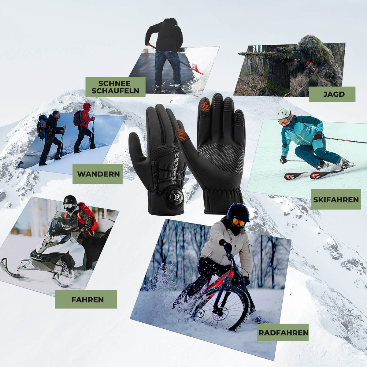 ROCKBROS Winter Fahrradhandschuhe Touchscreen - Thermogefüttert & Reflex
