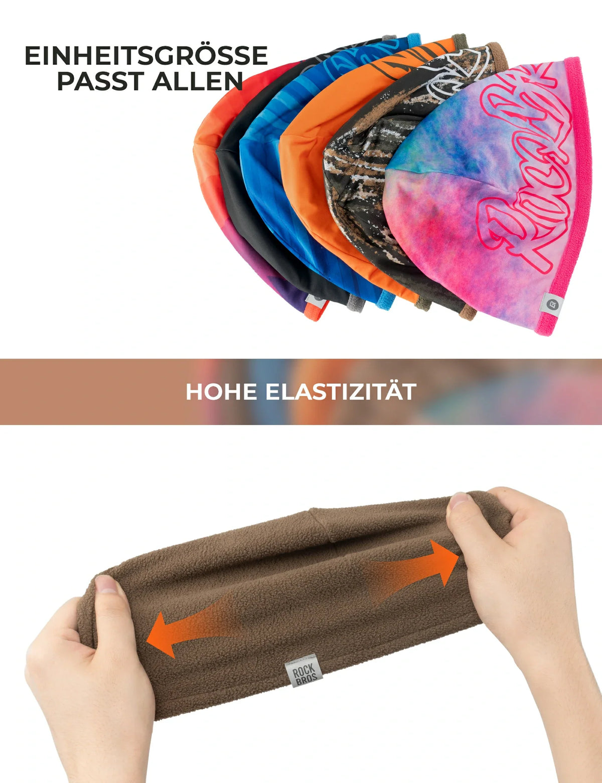 ROCKBROS Wendbares Thermo-Mütze (2-in-1) Wintermütze mit Ohrenschutz