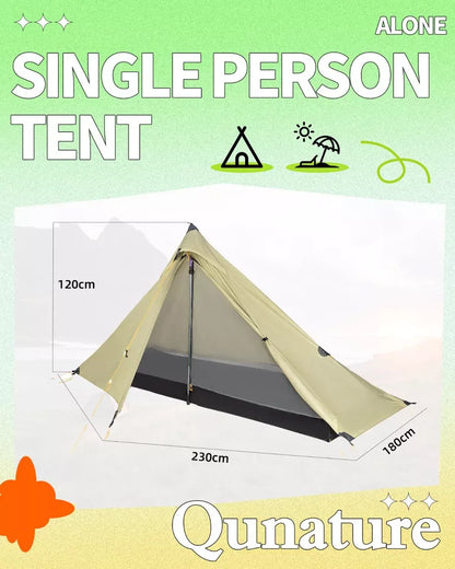 Qunature Trekking Tent 1-Man Tent Ultralight Camping Tent Waterproof 230*180cm