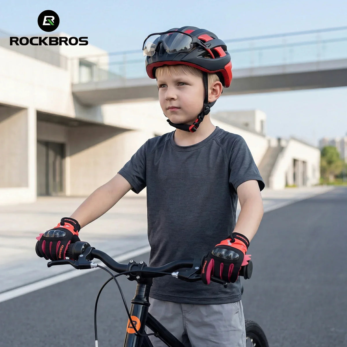 ROCKBROS Kinder Fahrradhandschuhe Ganzfinger mit Hard Shell Schutz