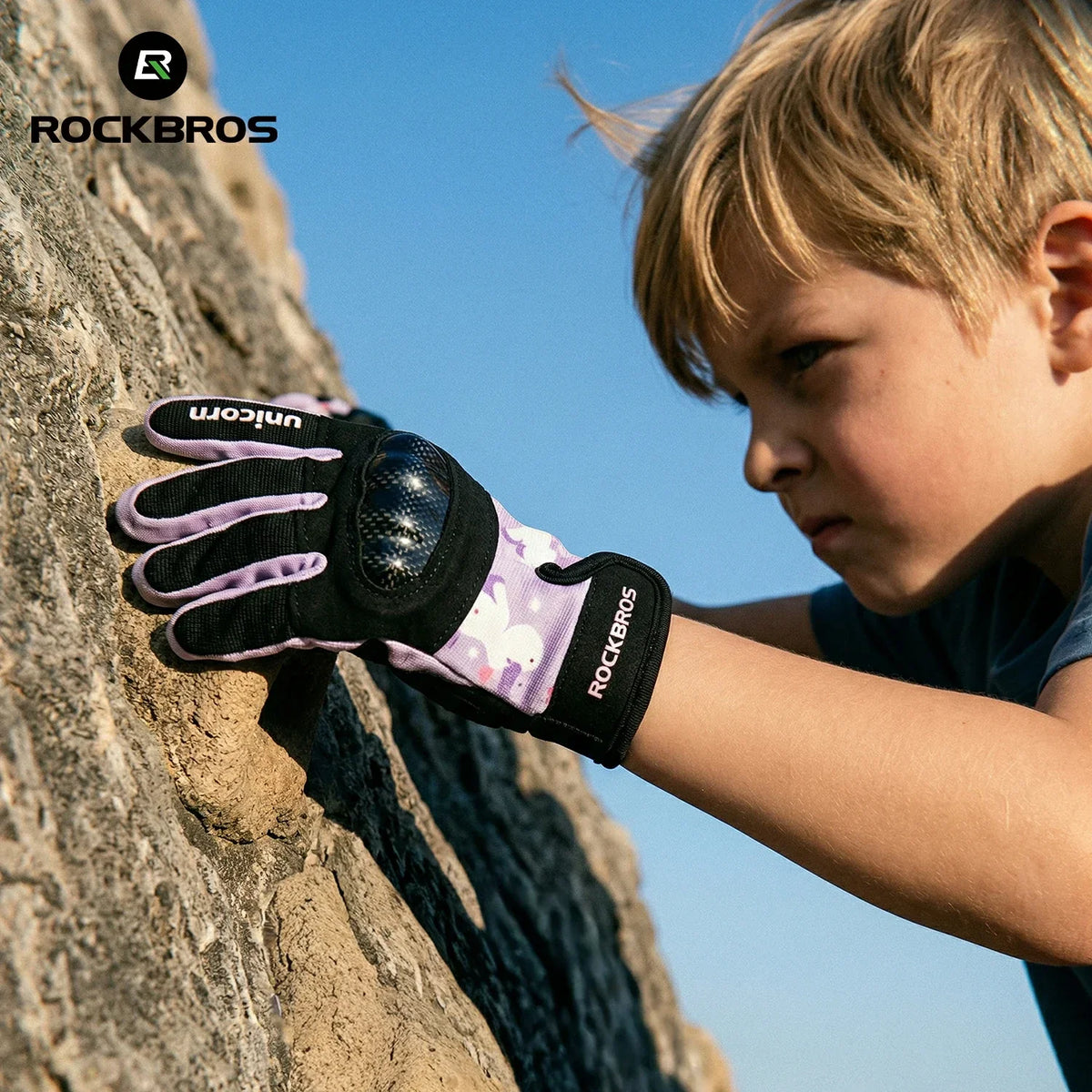 ROCKBROS Kinder Fahrradhandschuhe Ganzfinger mit Hard Shell Schutz