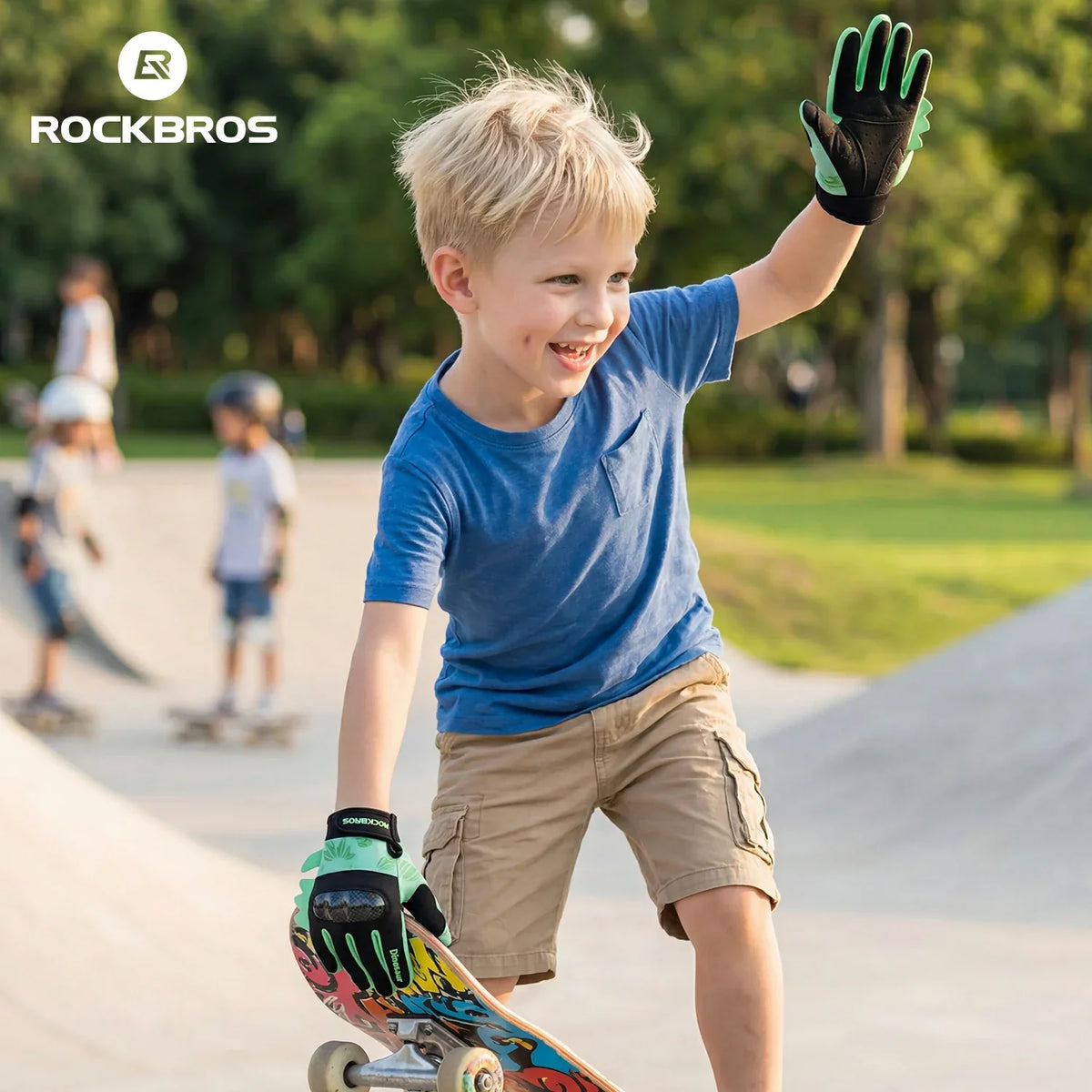 ROCKBROS Kinder Fahrradhandschuhe Ganzfinger mit Hard Shell Schutz