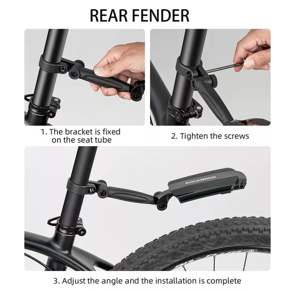 ROCKBROS bicycle mudguard set front + rear for 24-29 inches, retractable and adjustable