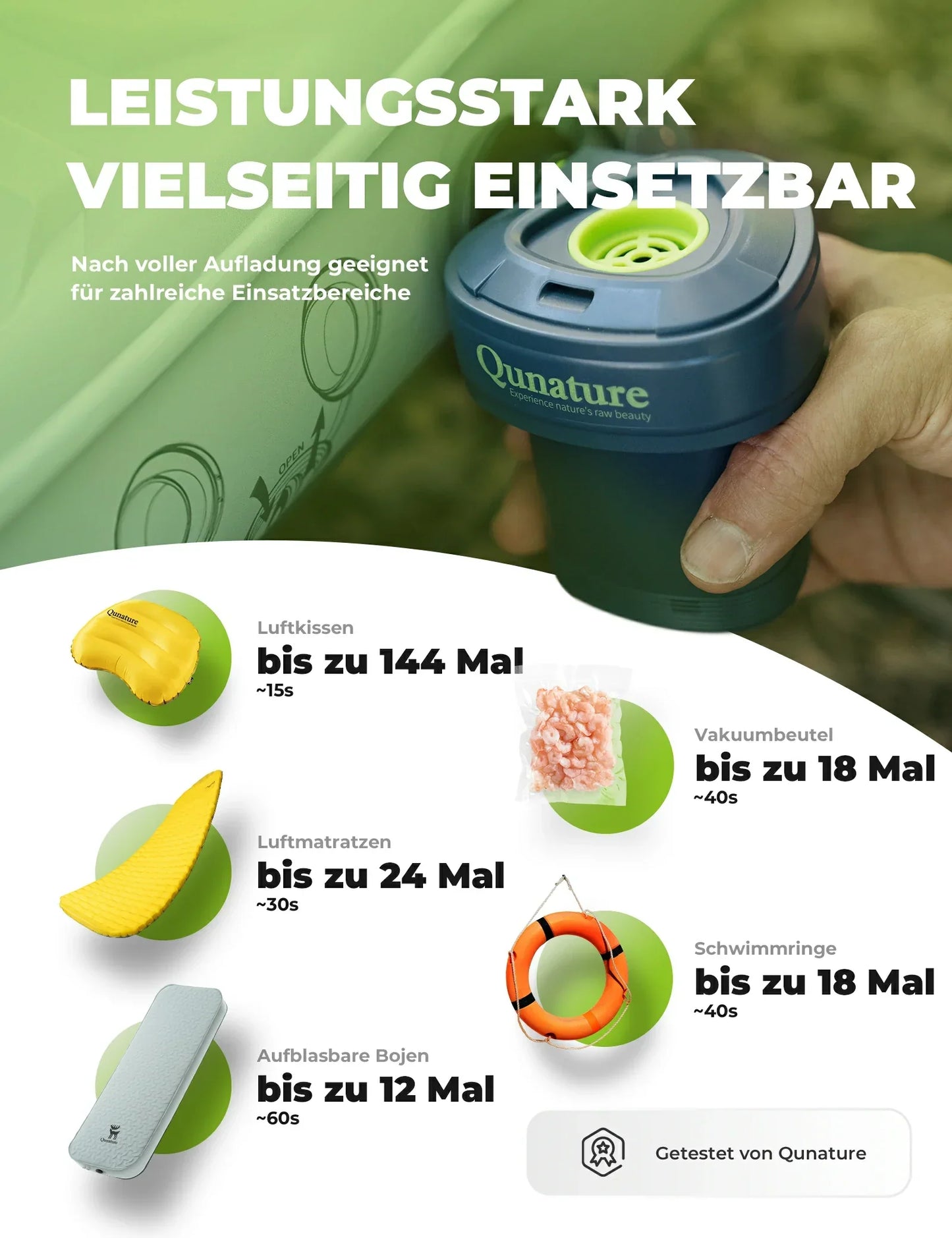 Electric air pump 2 in 1, inflating and deflating, 2000 mAh rechargeable battery Quantum