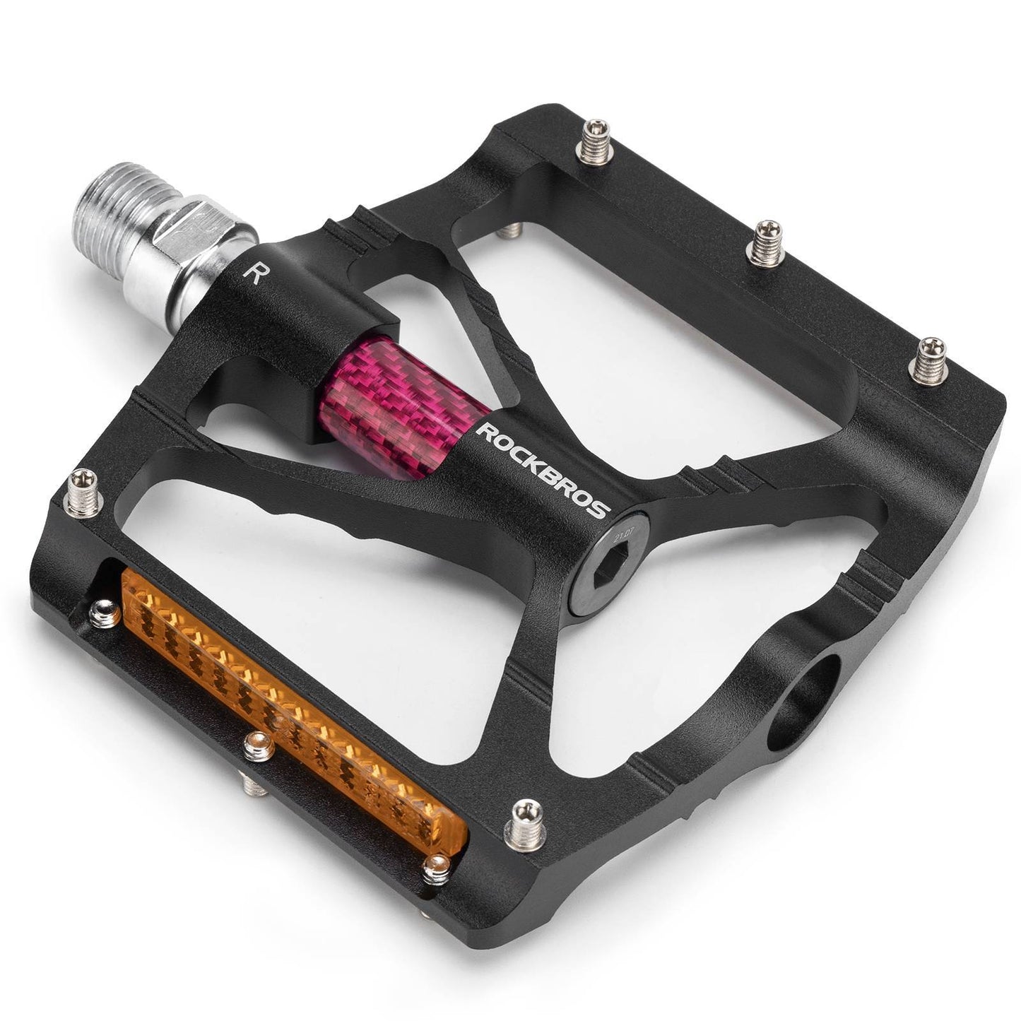 Aluminum bicycle pedals 9/16 inch with two PVC reflectors ROCKBROS