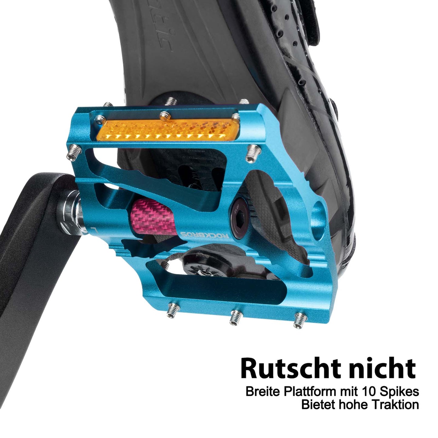 Aluminum bicycle pedals 9/16 inch with two PVC reflectors ROCKBROS