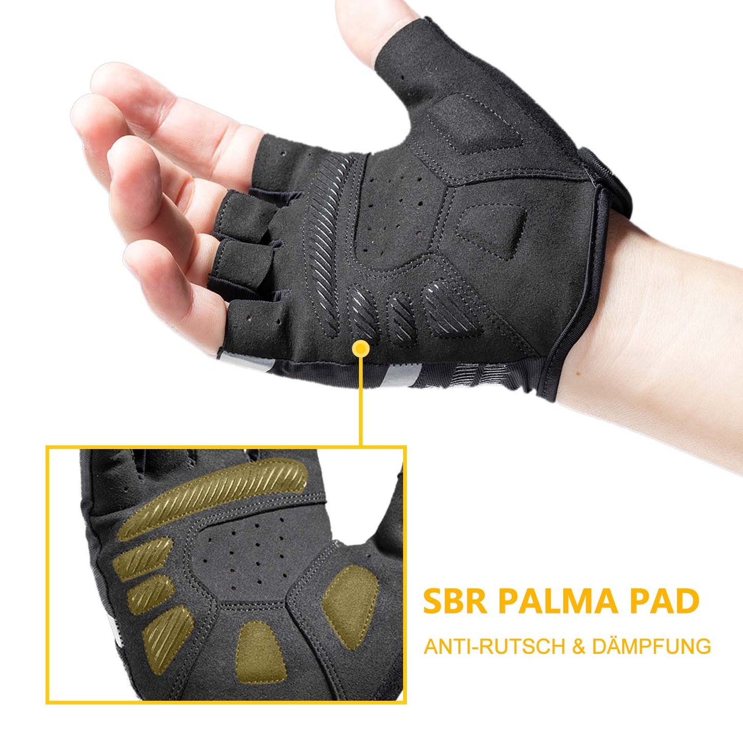 Anti-slip riding gloves with reflective half fingers, sizes S-XXL, ROCKBROS