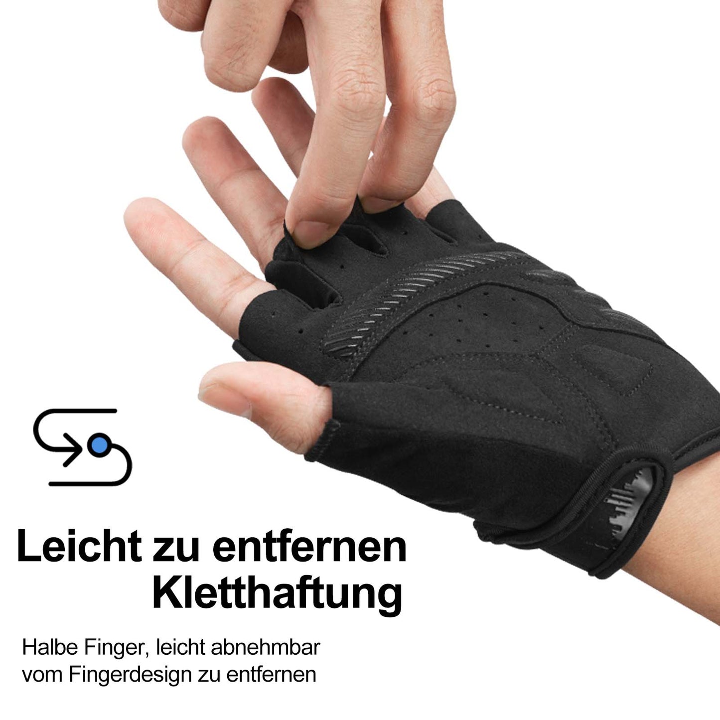 Anti-slip riding gloves with reflective half fingers, sizes S-XXL, ROCKBROS