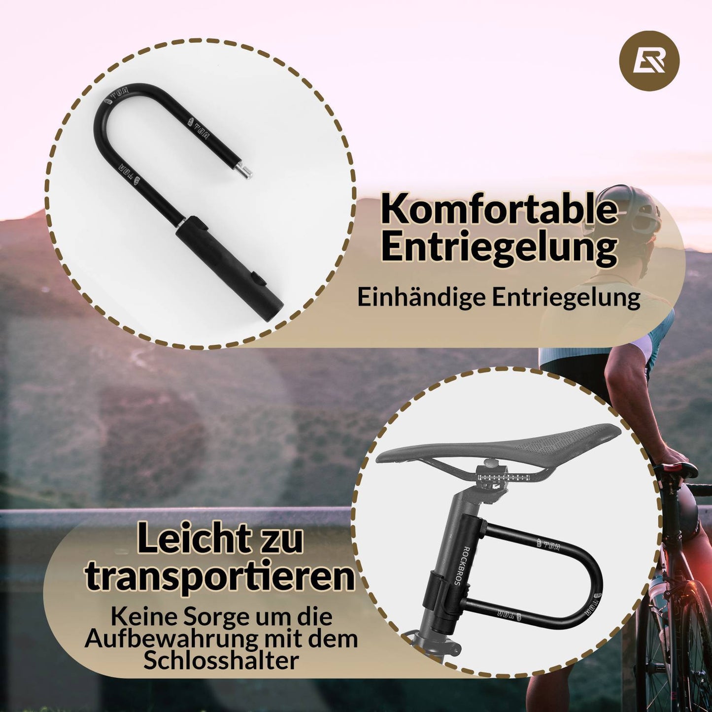 U-lock Bicycle Lock High Security Locks Waterproof ROCKBROS