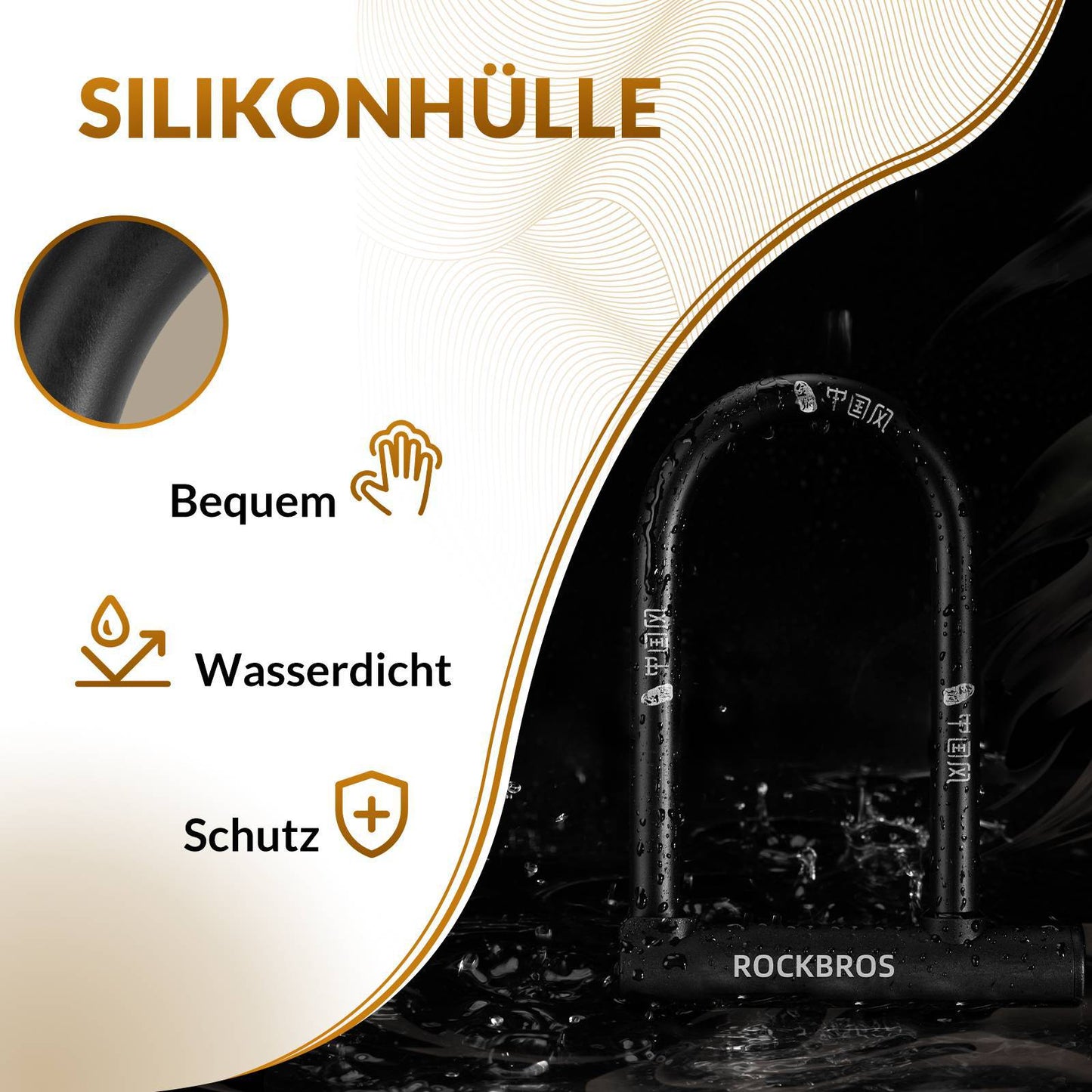 U-lock Bicycle Lock High Security Locks Waterproof ROCKBROS