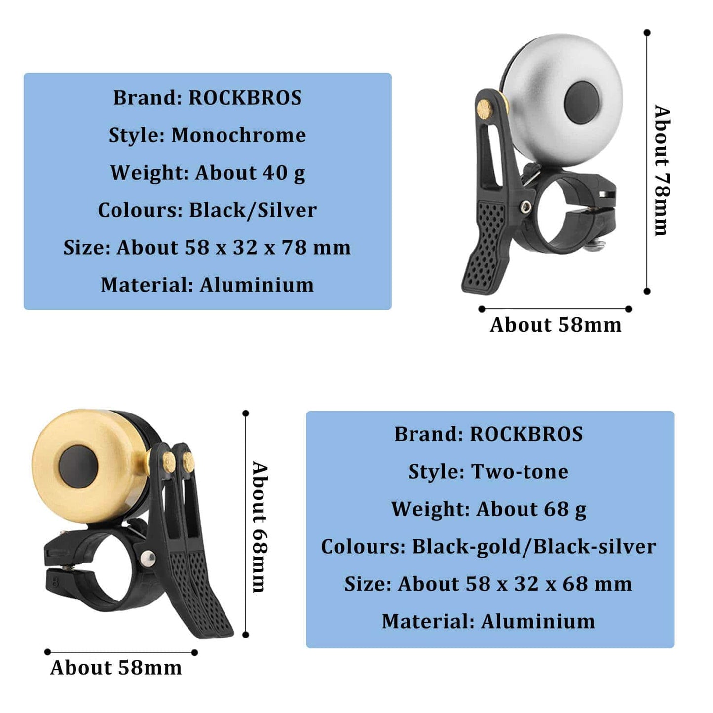 Classic Brass Bicycle Bell Mini Bicycle Bells 1-2 Ringtone ROCKBROS