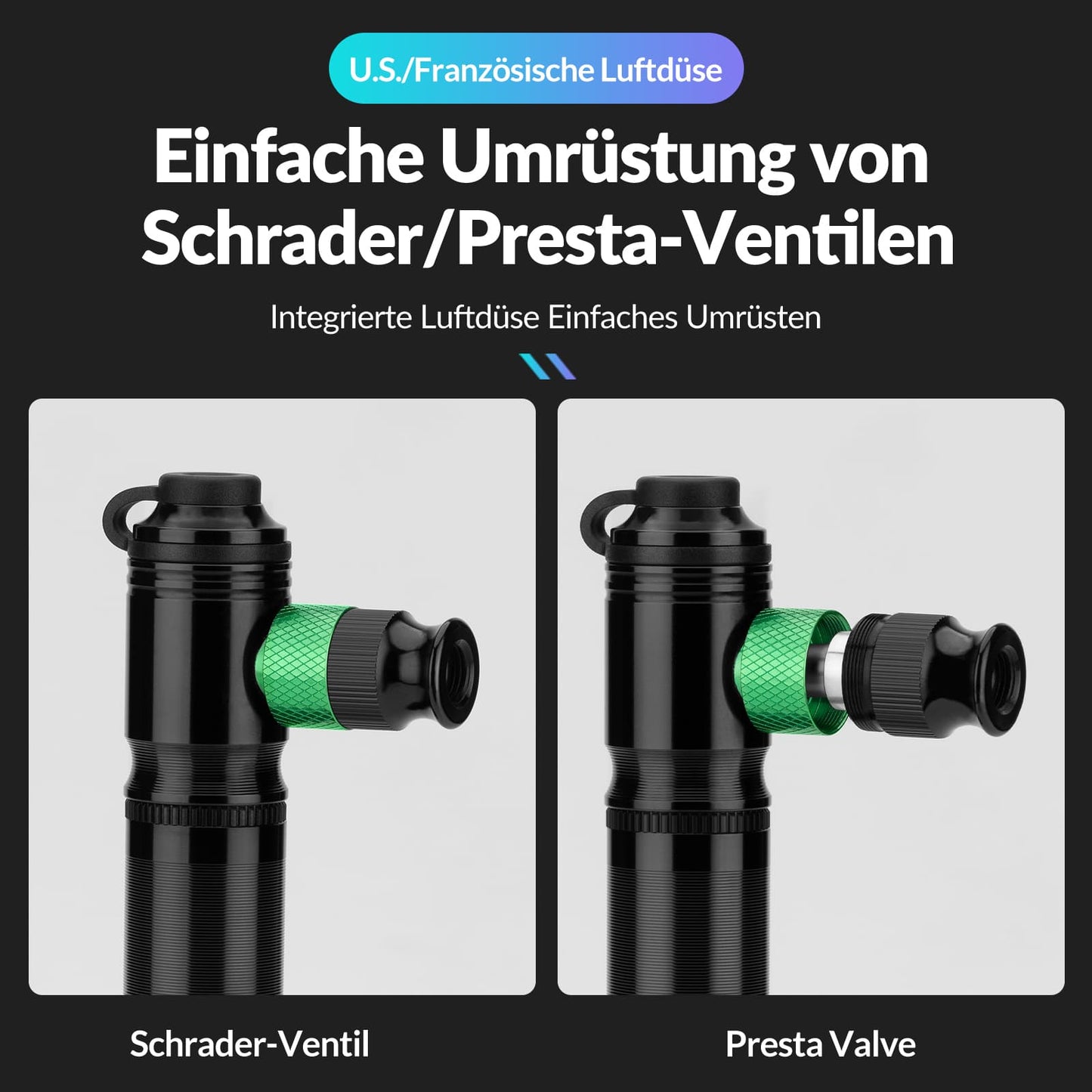 CO2 bicycle pump 110 PSI aluminum mini pump black ROCKBROS