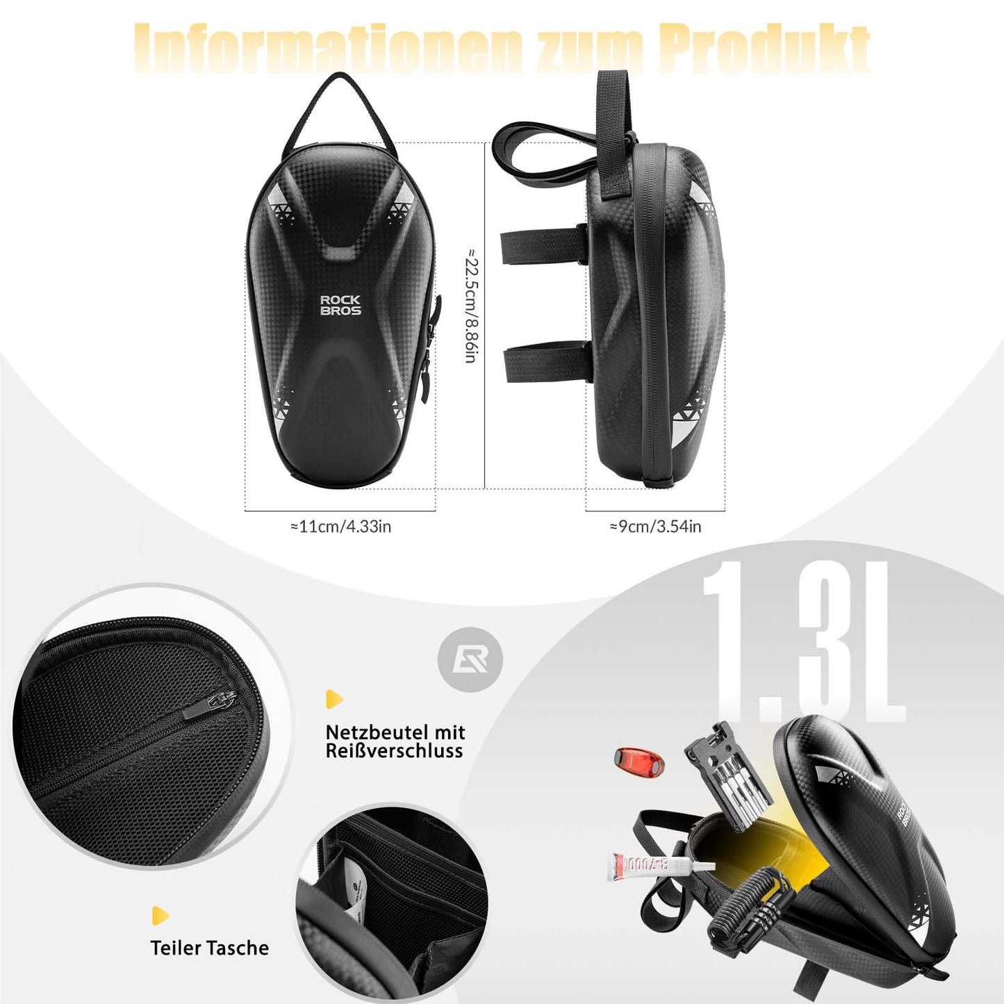 E-Scooter Handlebar Bag, Waterproof Front Bag with USB Ports, ROCKBROS