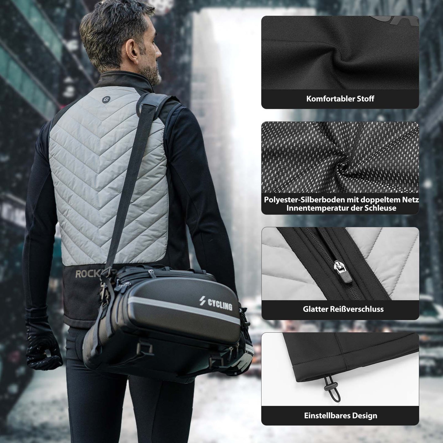 ROCKBROS Electric Heated Vest with 3 Temperature Settings for Men/Women