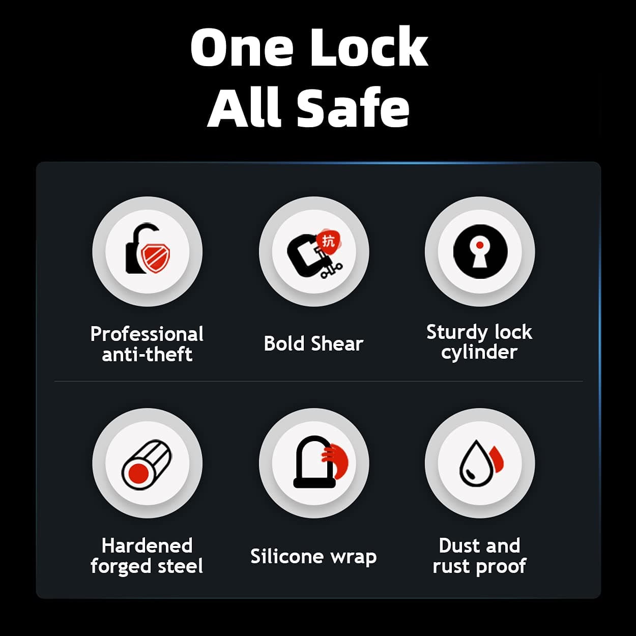 ROCKBROS alloy U-lock for bicycles and motorcycles