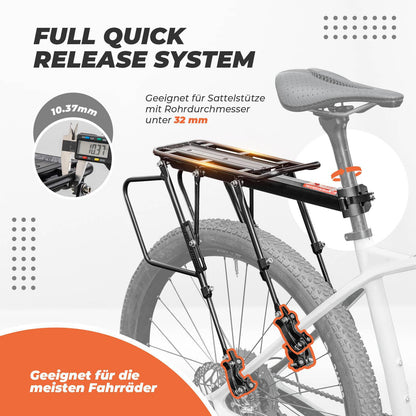 Adjustable bicycle luggage rack with quick release and reflector, ROCKBROS