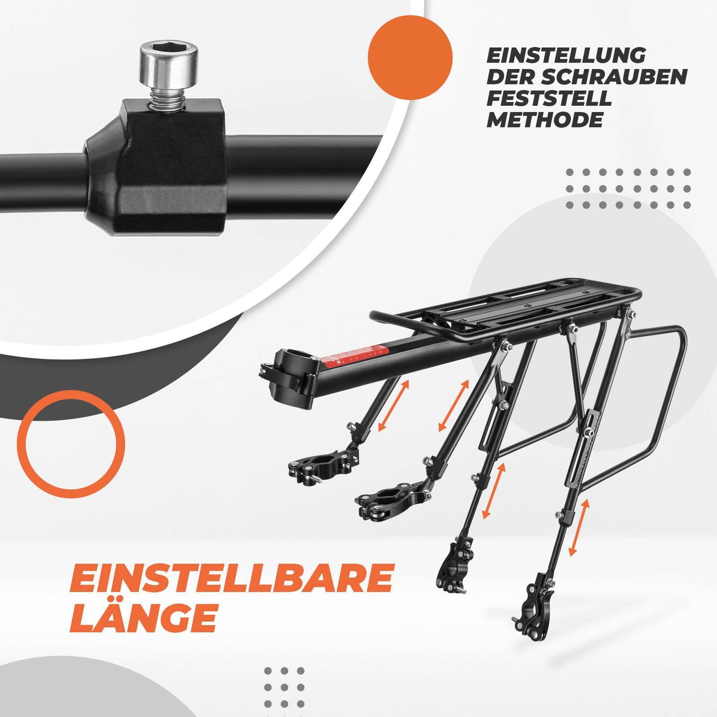 Adjustable bicycle luggage rack with quick release and reflector, ROCKBROS