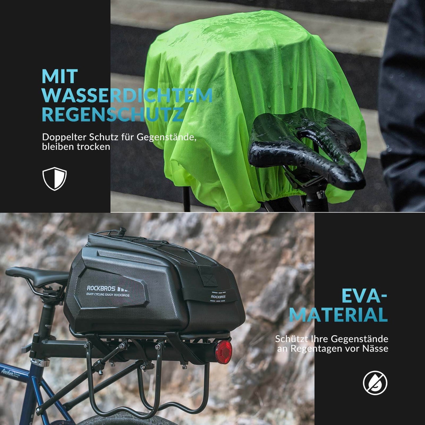 ROCKBROS Waterproof 9L Bicycle Pannier Bag with Rain Cover and Shoulder Strap