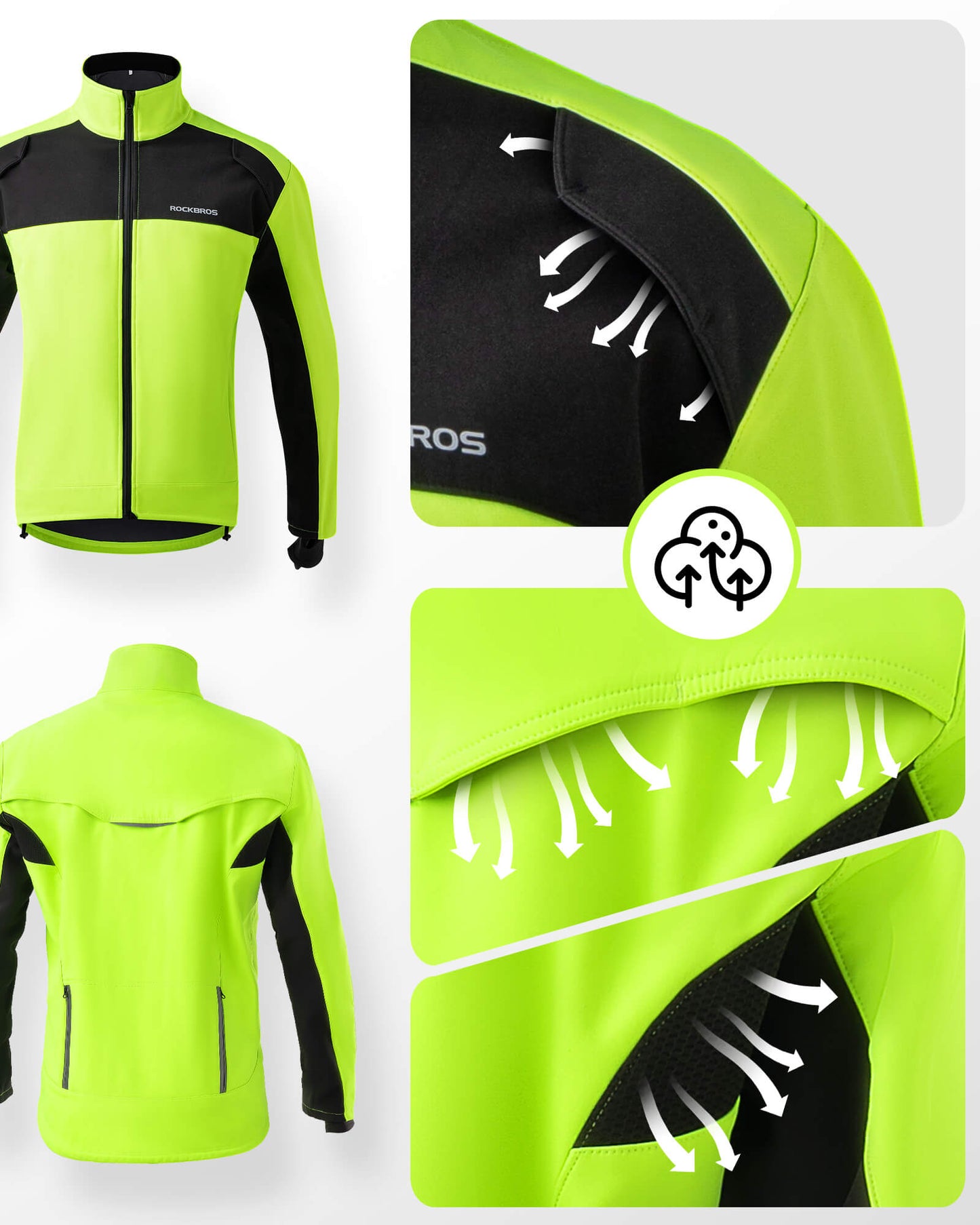 Cycling Jacket & Pants Winter Cycling Suit Bright Green ROCKBROS