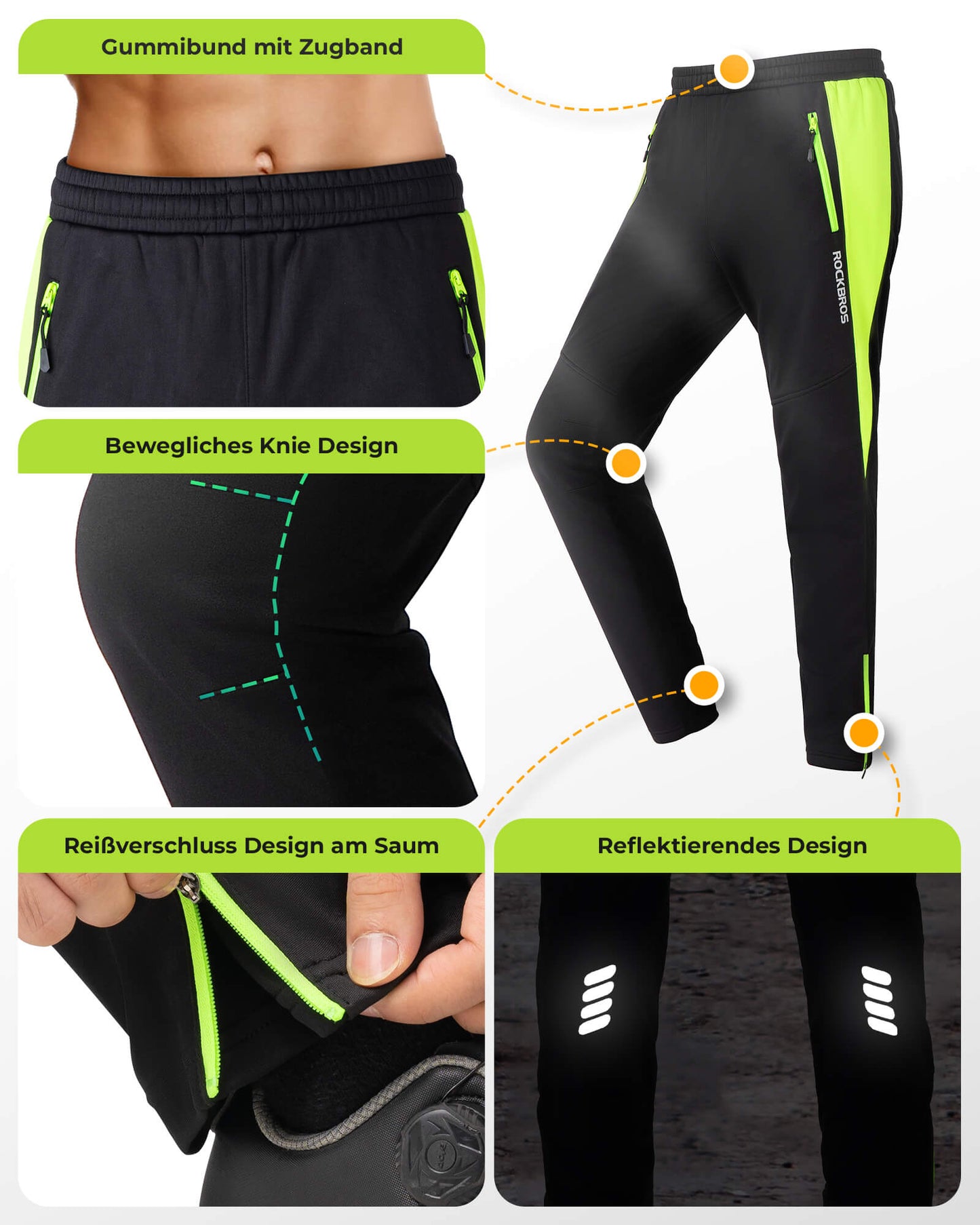 Cycling Jacket & Pants Winter Cycling Suit Bright Green ROCKBROS