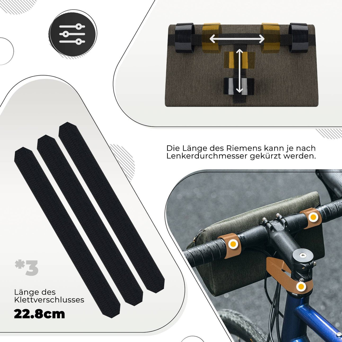 Bicycle handlebar bag, bicycle bag, bicycle basket, 6 colors, approx. 1.3L, ROCKBROS