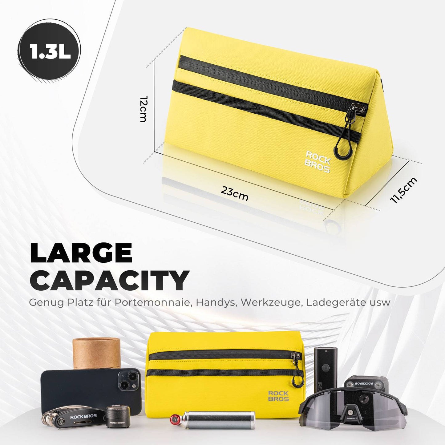 Bicycle handlebar bag, bicycle bag, bicycle basket, 6 colors, approx. 1.3L, ROCKBROS