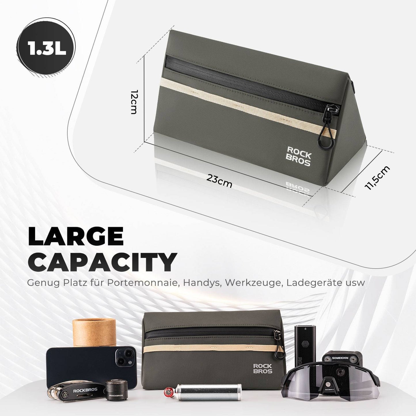 Bicycle handlebar bag, bicycle bag, bicycle basket, 6 colors, approx. 1.3L, ROCKBROS