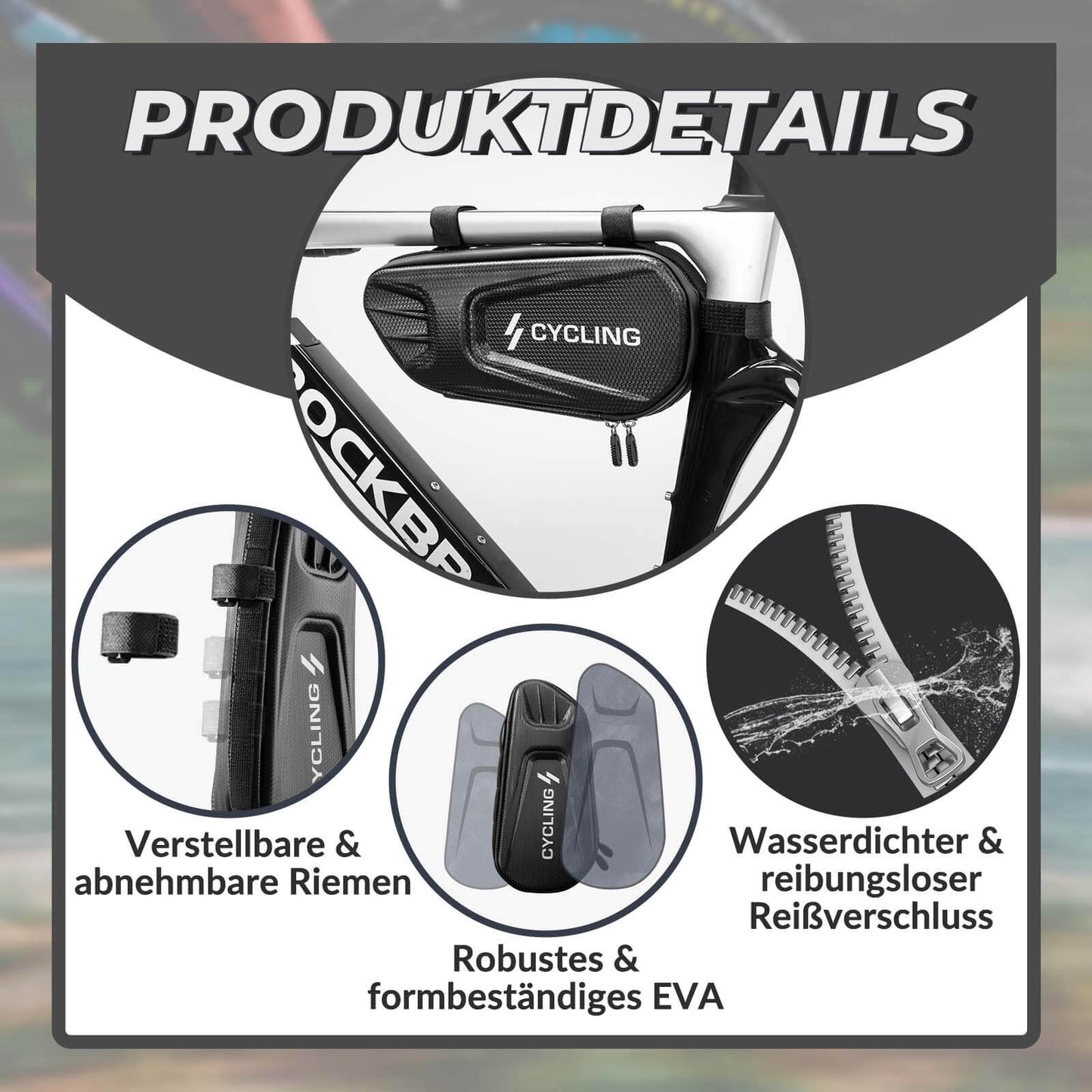 Bicycle frame bag 1.5L triangular bag waterproof bicycle bag ROCKBROS