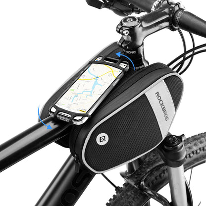 Bicycle frame bag with 360° rotating phone holder, 1.5 L, BK ROCKBROS