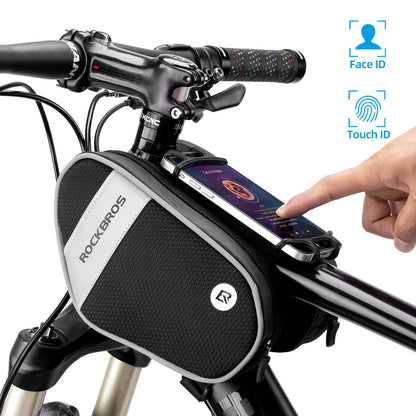 Bicycle frame bag with 360° rotating phone holder, 1.5 L, BK ROCKBROS