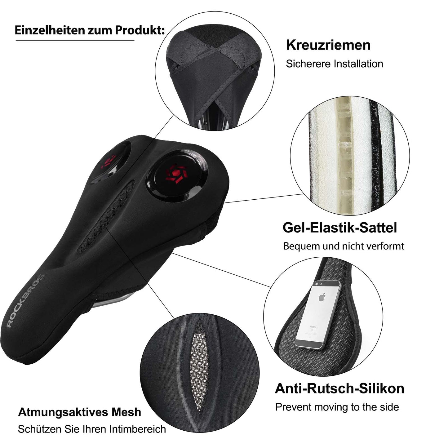 Bicycle Saddle Cover Gel Saddle Cover Black ROCKBROS