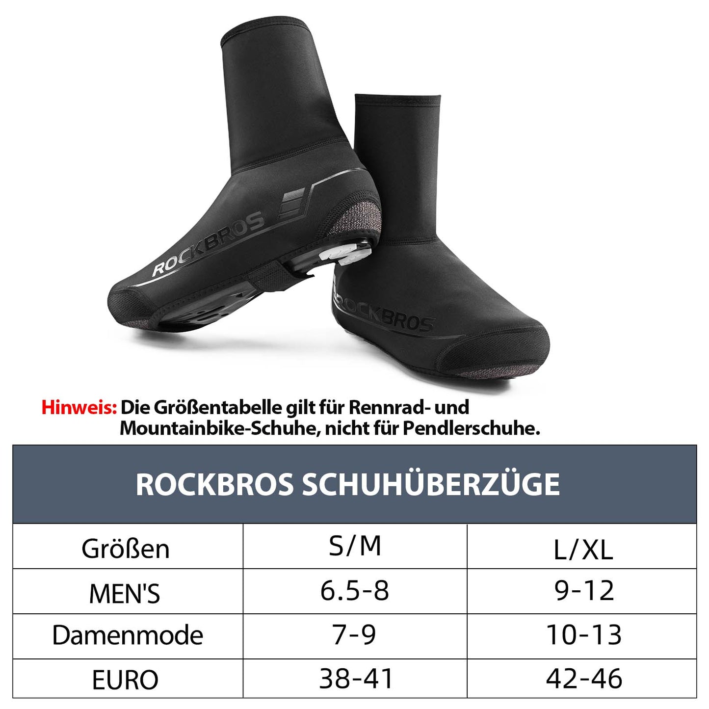 Winter cycling overshoes, warm overshoes for cycling, black, ROCKBROS