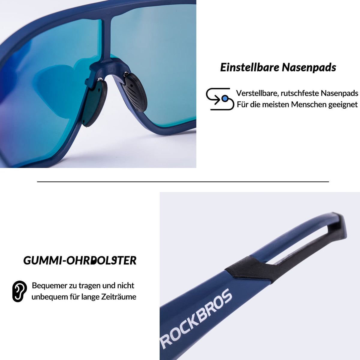 ROCKBROS 10134 Fahrradbrille Polarisiert Sonnenbrille mit UV400-Schutz