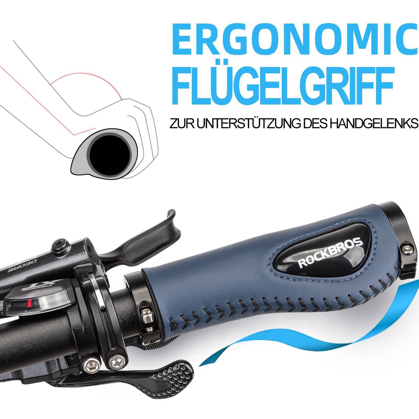 Bicycle leather grips for handlebars with a 22.2 mm diameter, ROCKBROS