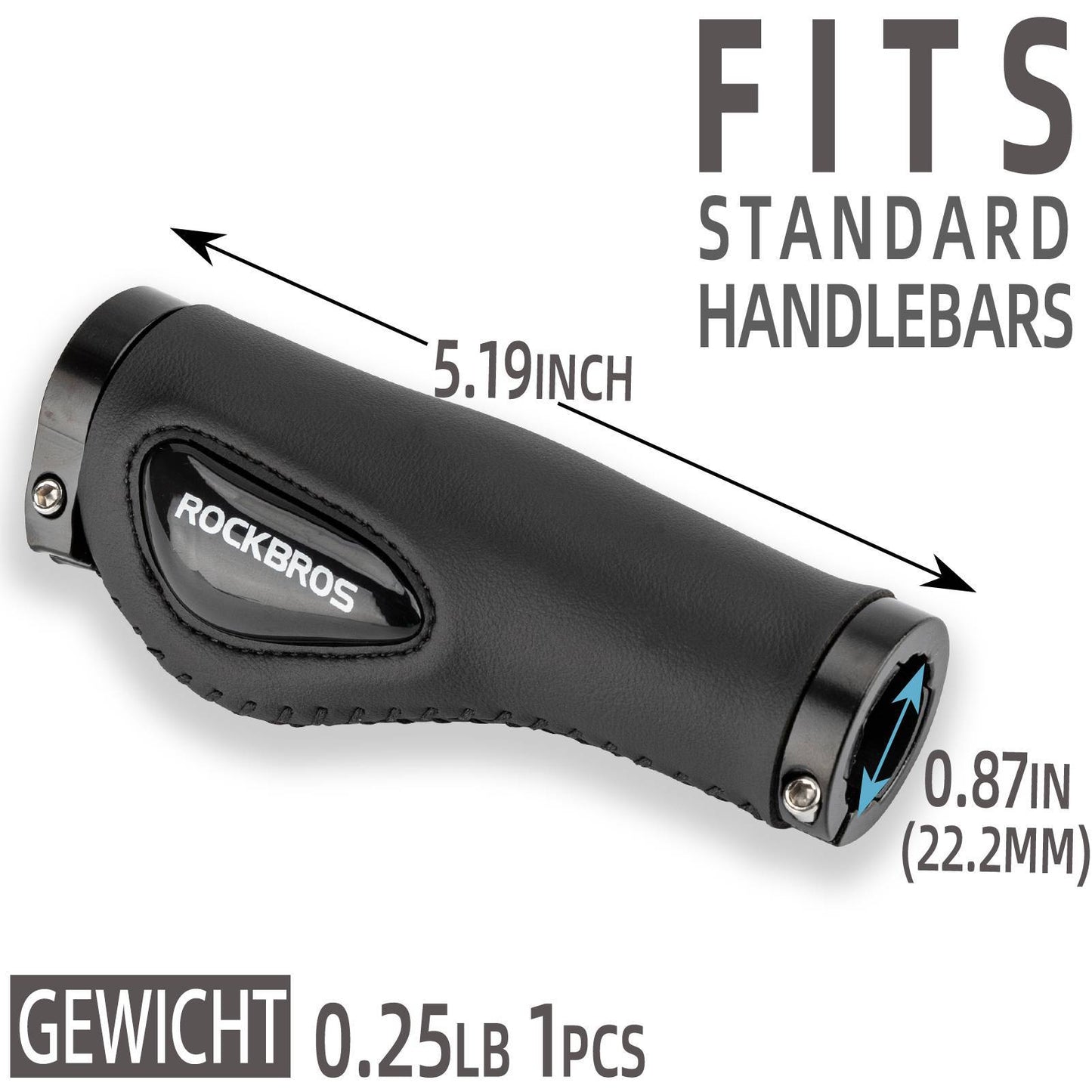 Bicycle leather grips for handlebars with a 22.2 mm diameter, ROCKBROS