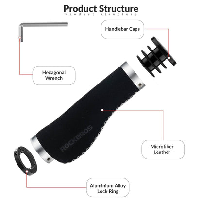 Bicycle leather grips for handlebars with a 22.2 mm diameter, ROCKBROS