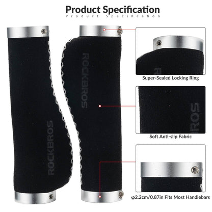 Bicycle leather grips for handlebars with a 22.2 mm diameter, ROCKBROS