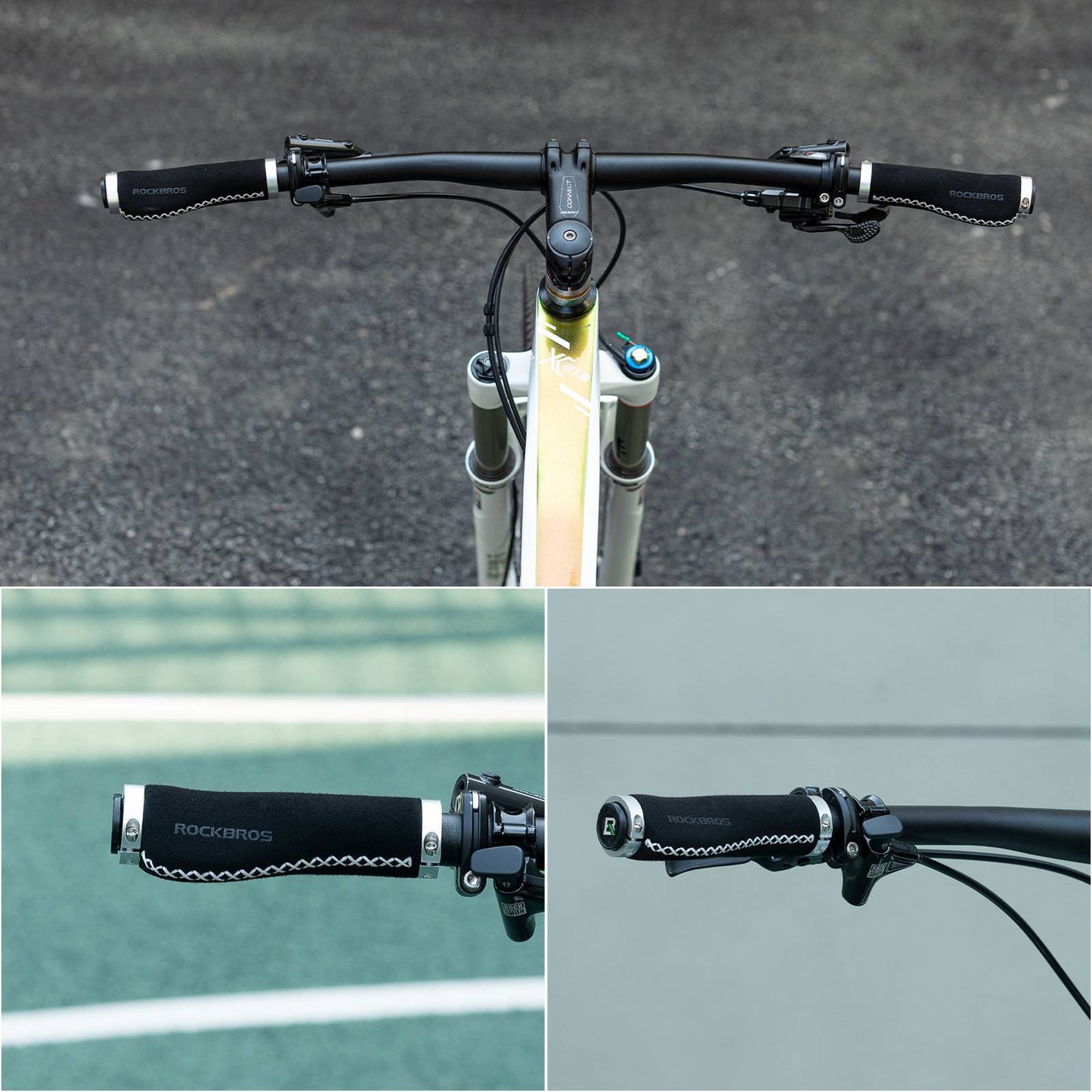 Bicycle leather grips for handlebars with a 22.2 mm diameter, ROCKBROS