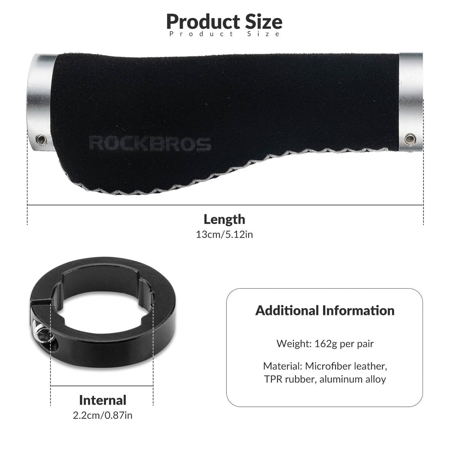 Bicycle leather grips for handlebars with a 22.2 mm diameter, ROCKBROS