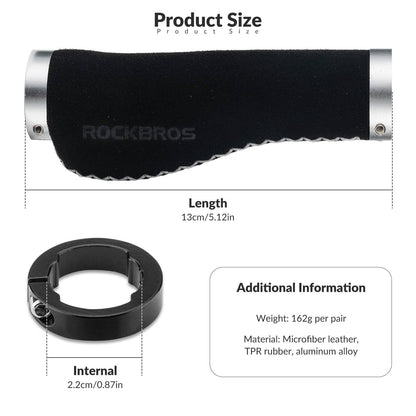 Bicycle leather grips for handlebars with a 22.2 mm diameter, ROCKBROS