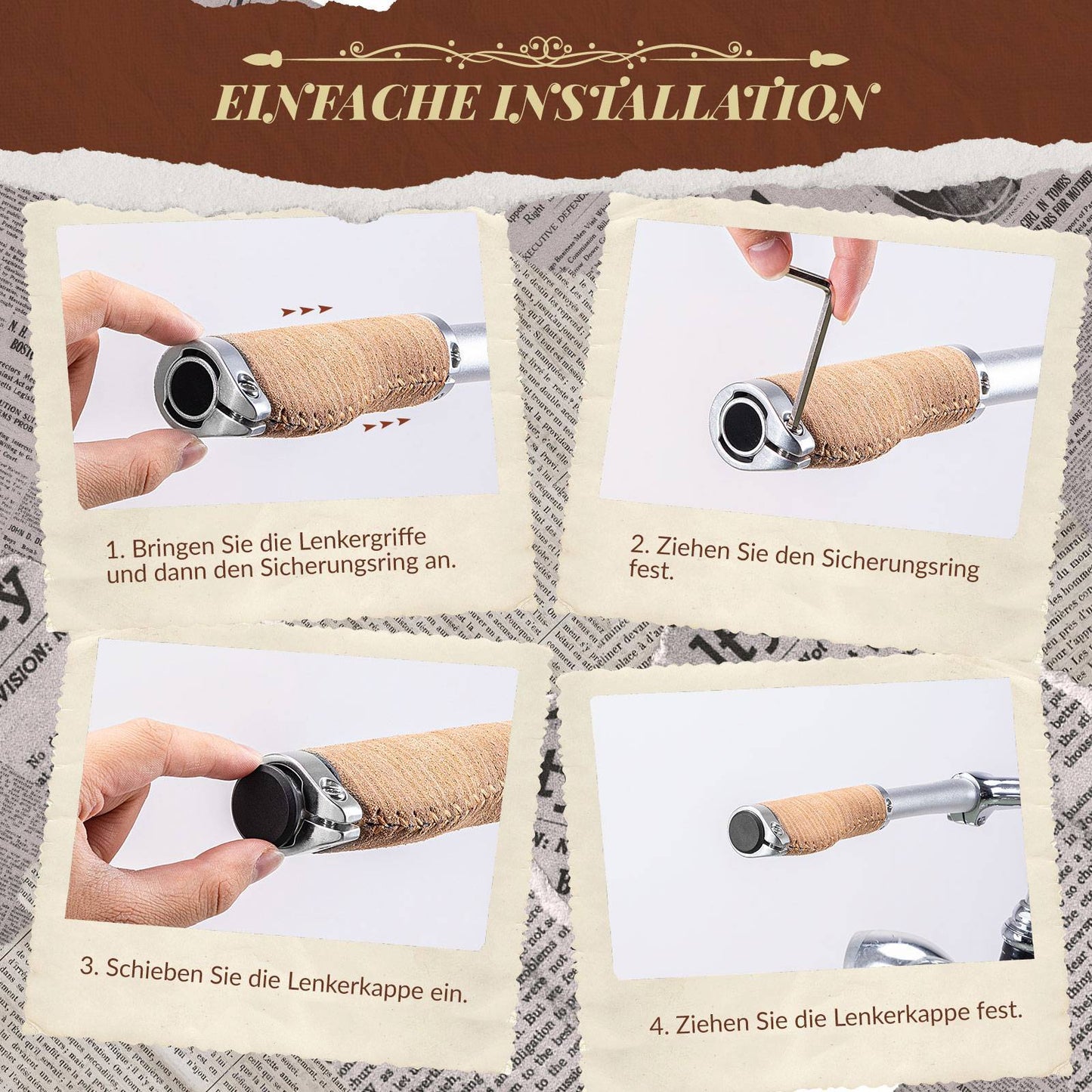 Retro MTB handlebar grips, ergonomic design, ROCKBROS