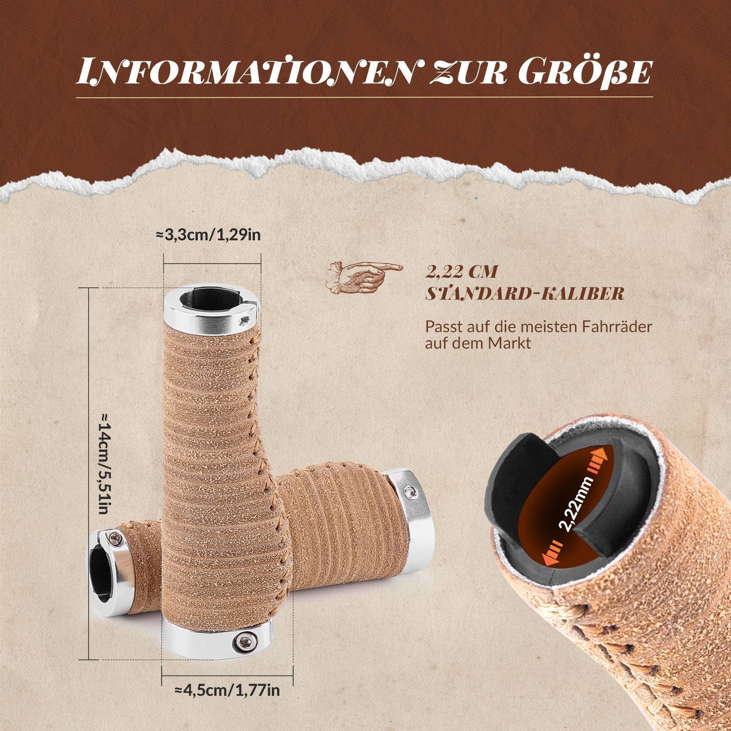 Retro MTB handlebar grips, ergonomic design, ROCKBROS