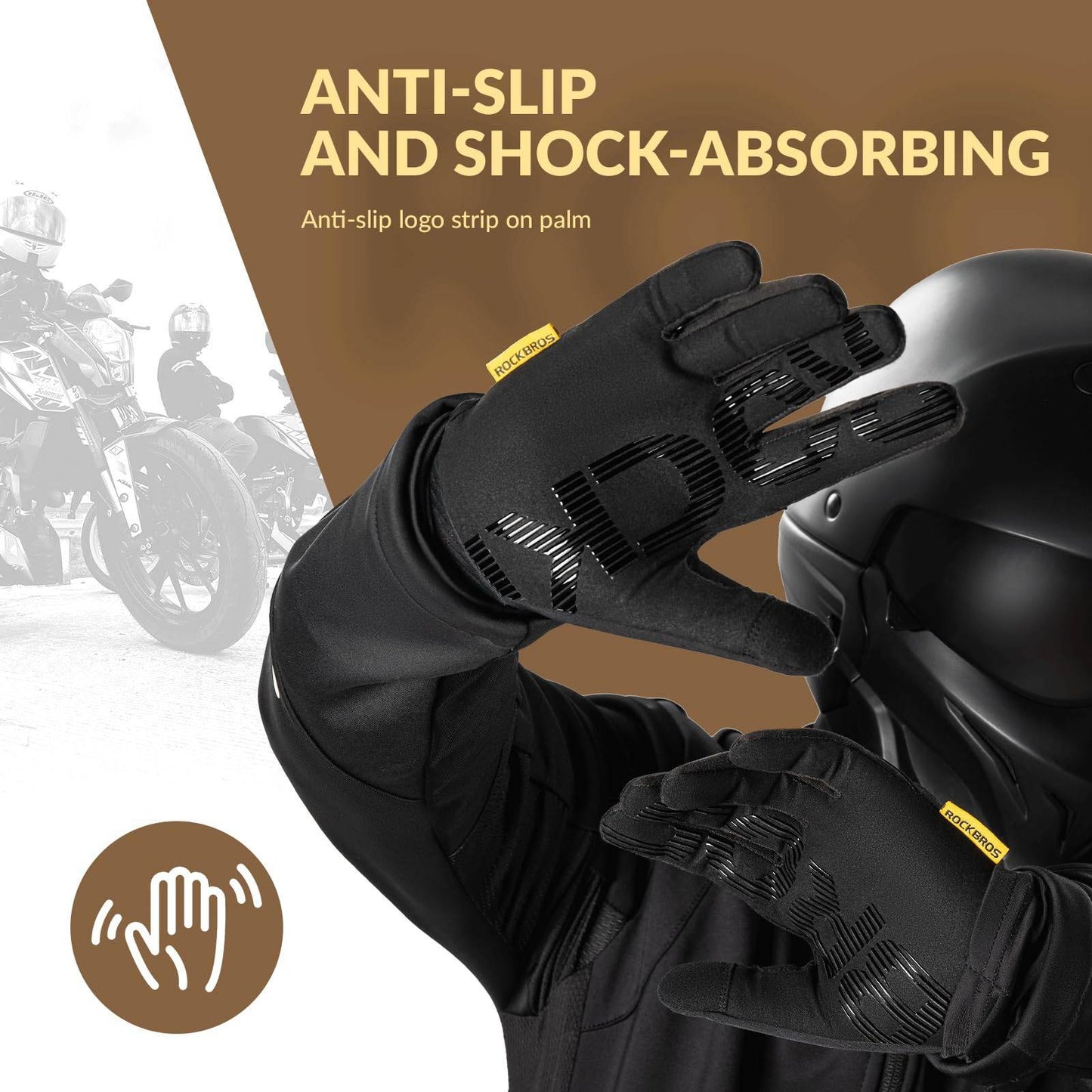 Cycling gloves Warm windproof full-finger sports gloves ROCKBROS