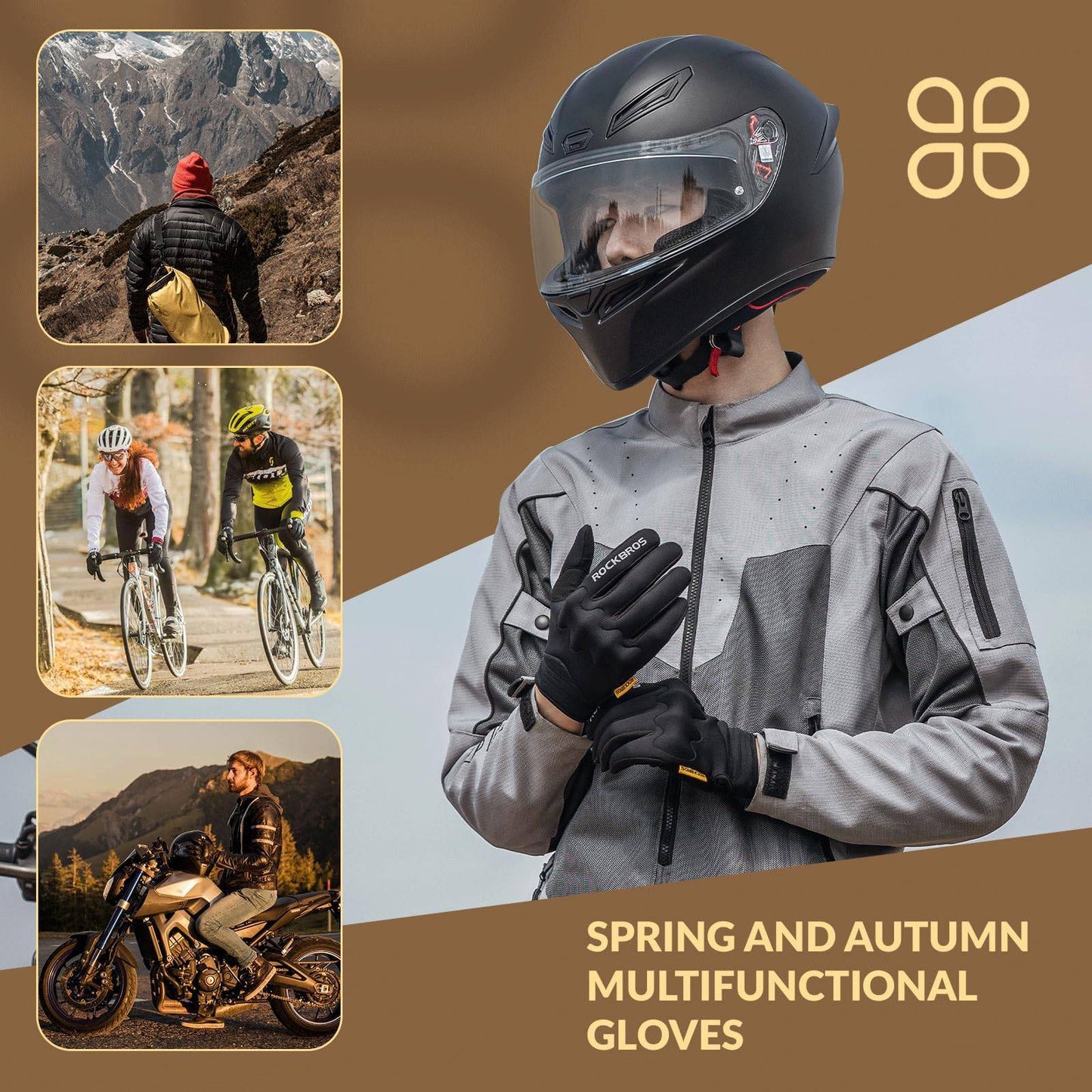 Cycling gloves Warm windproof full-finger sports gloves ROCKBROS