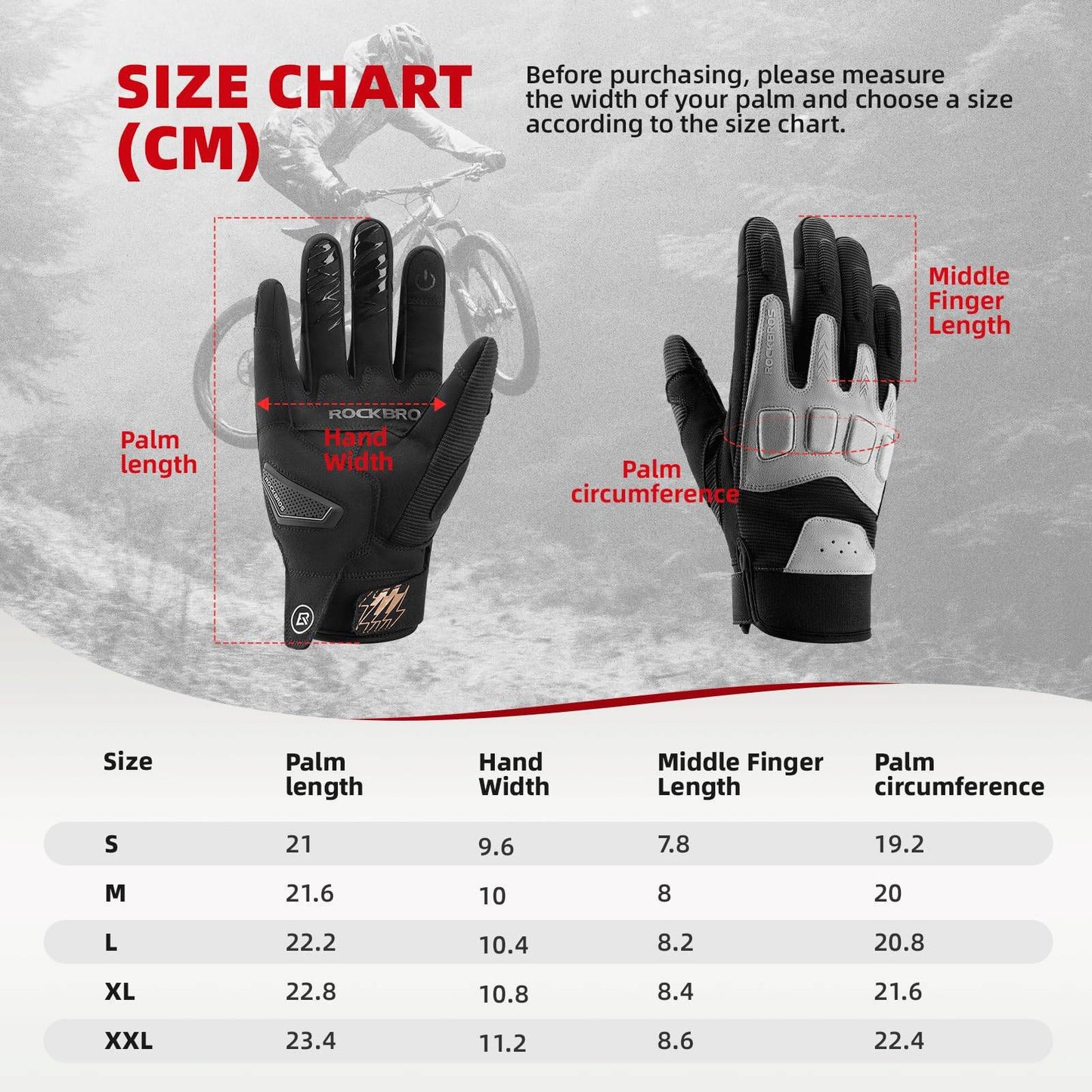 Men's cycling gloves, winter/autumn, MTB, shock-absorbing gloves, ROCKBROS