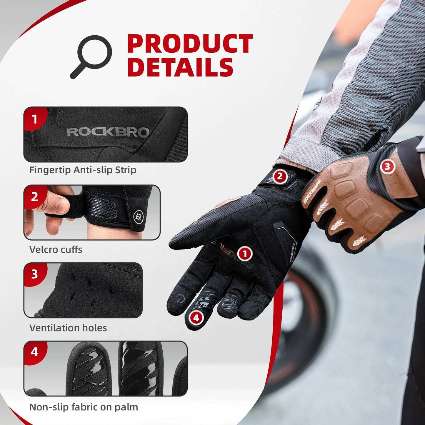 Men's cycling gloves, winter/autumn, MTB, shock-absorbing gloves, ROCKBROS