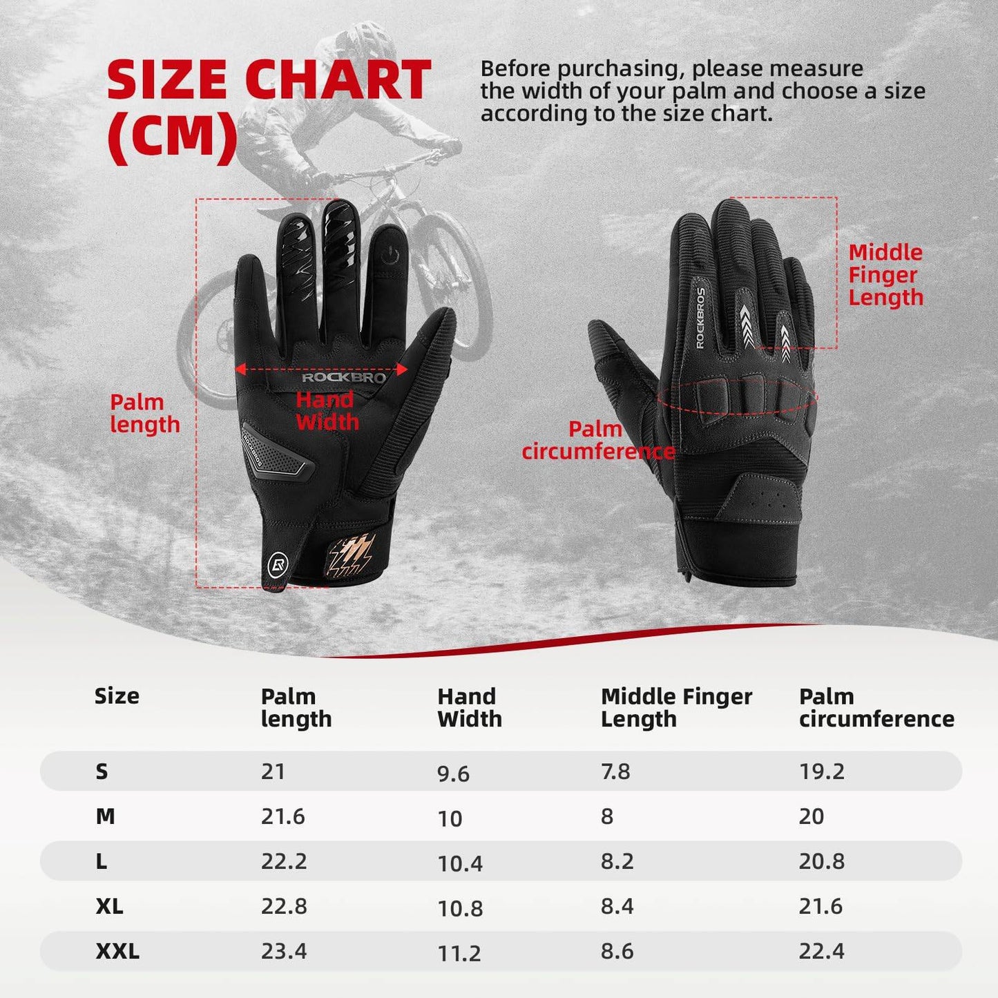 Men's cycling gloves, winter/autumn, MTB, shock-absorbing gloves, ROCKBROS