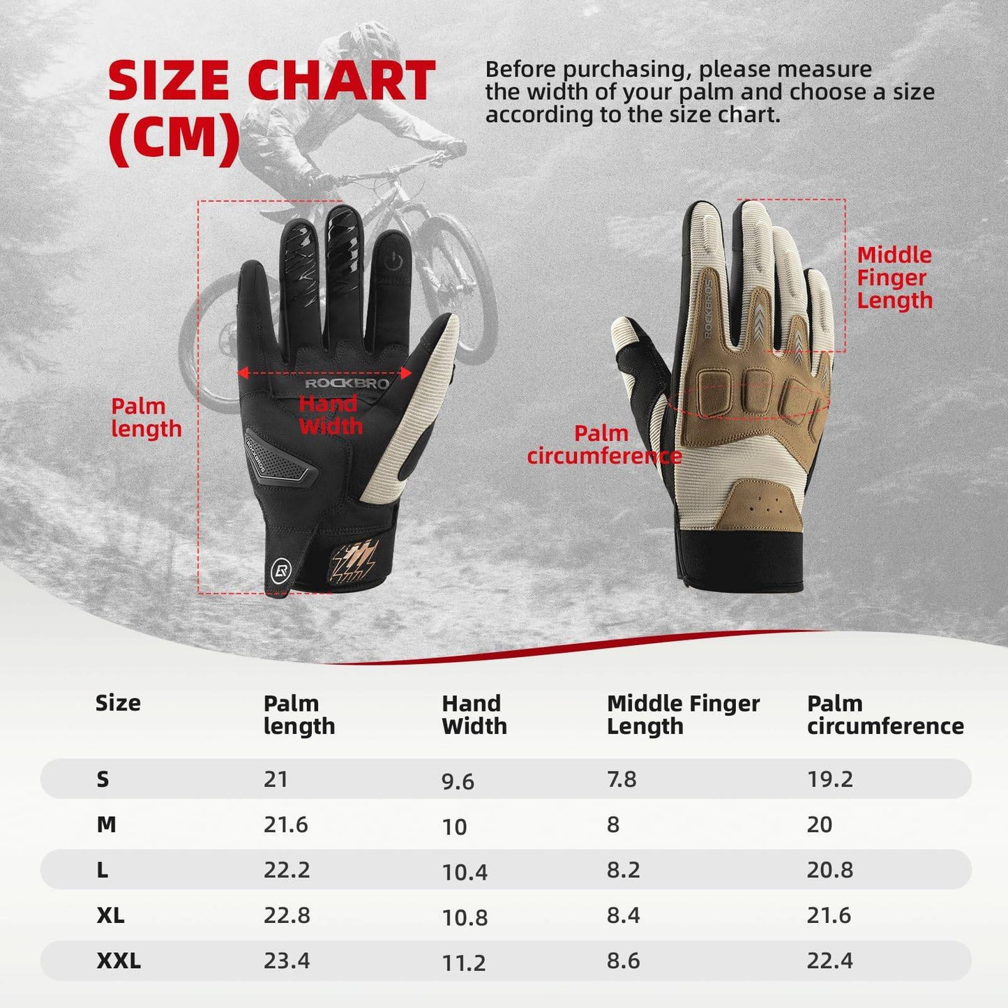 Men's cycling gloves, winter/autumn, MTB, shock-absorbing gloves, ROCKBROS