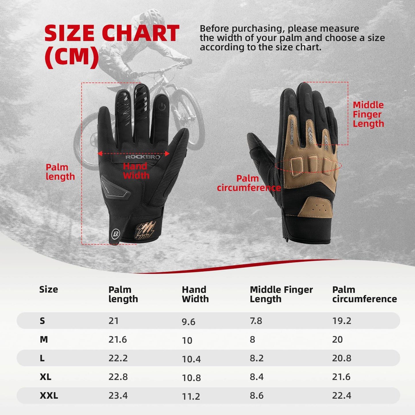 Men's cycling gloves, winter/autumn, MTB, shock-absorbing gloves, ROCKBROS